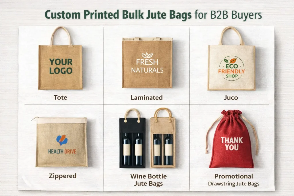 Types Of Custom Printed Jute Bags Grid