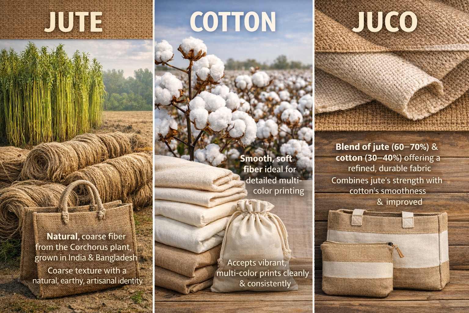 Jute Cotton Juco Bag Material Comparison